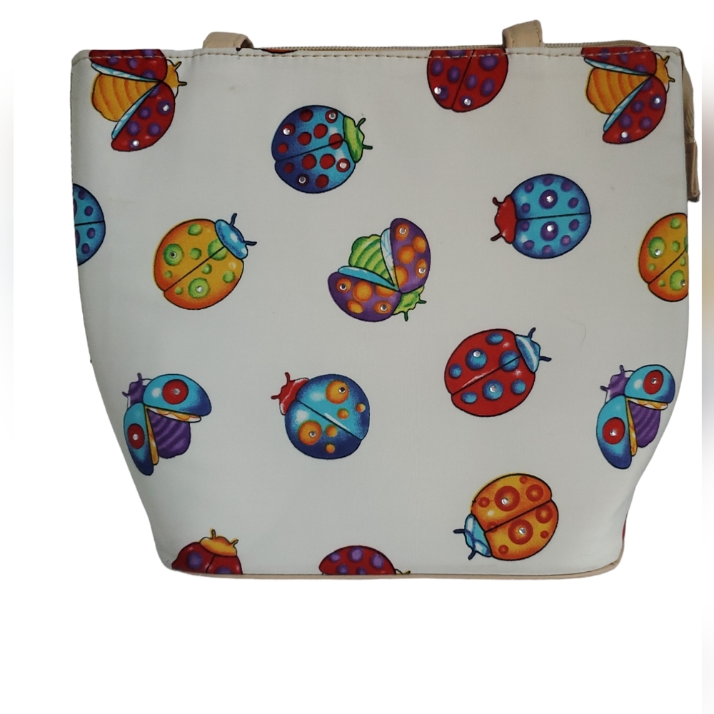 Womens unbranded Lady bug purse handbag Multicolored cream with black inside zip